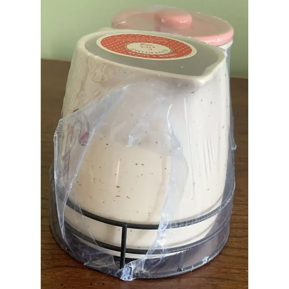 Peppermint‎ & Pine Christmas Gnome Sugar And Creamer Set With Holder New Sealed